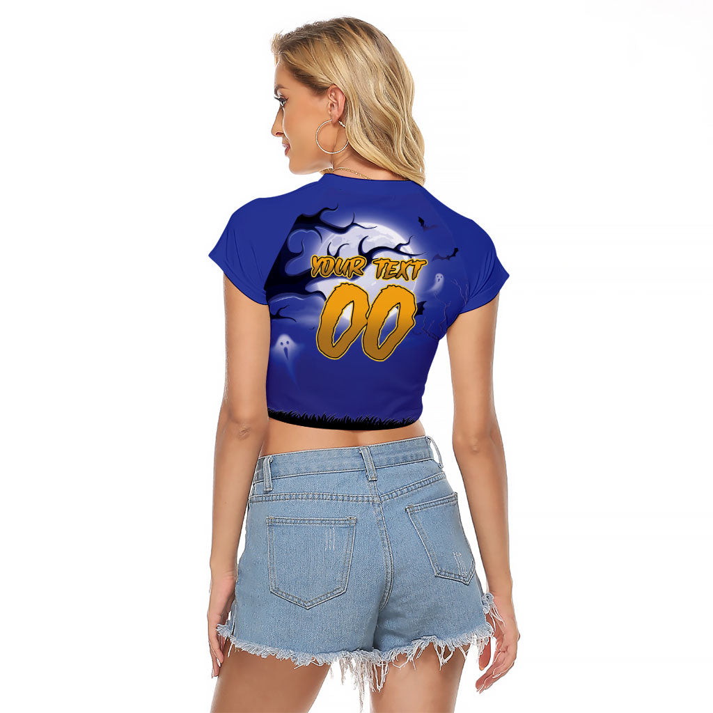 Custom Halloween New-Zealand Warriors Raglan Cropped T Shirt Spooky Australia Mascot Rugby