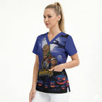 Custom Halloween New-Zealand Warriors Scrub Top Spooky Australia Mascot Rugby