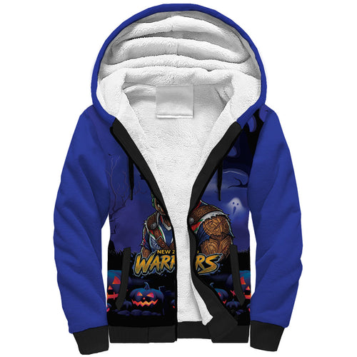 Custom Halloween New-Zealand Warriors Sherpa Hoodie Spooky Australia Mascot Rugby