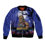 Custom Halloween New-Zealand Warriors Sleeve Zip Bomber Jacket Spooky Australia Mascot Rugby