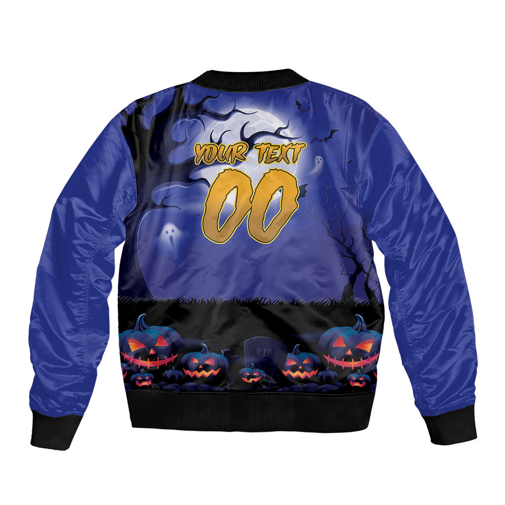 Custom Halloween New-Zealand Warriors Sleeve Zip Bomber Jacket Spooky Australia Mascot Rugby