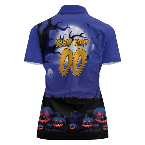 Custom Halloween New-Zealand Warriors Women Polo Shirt Spooky Australia Mascot Rugby