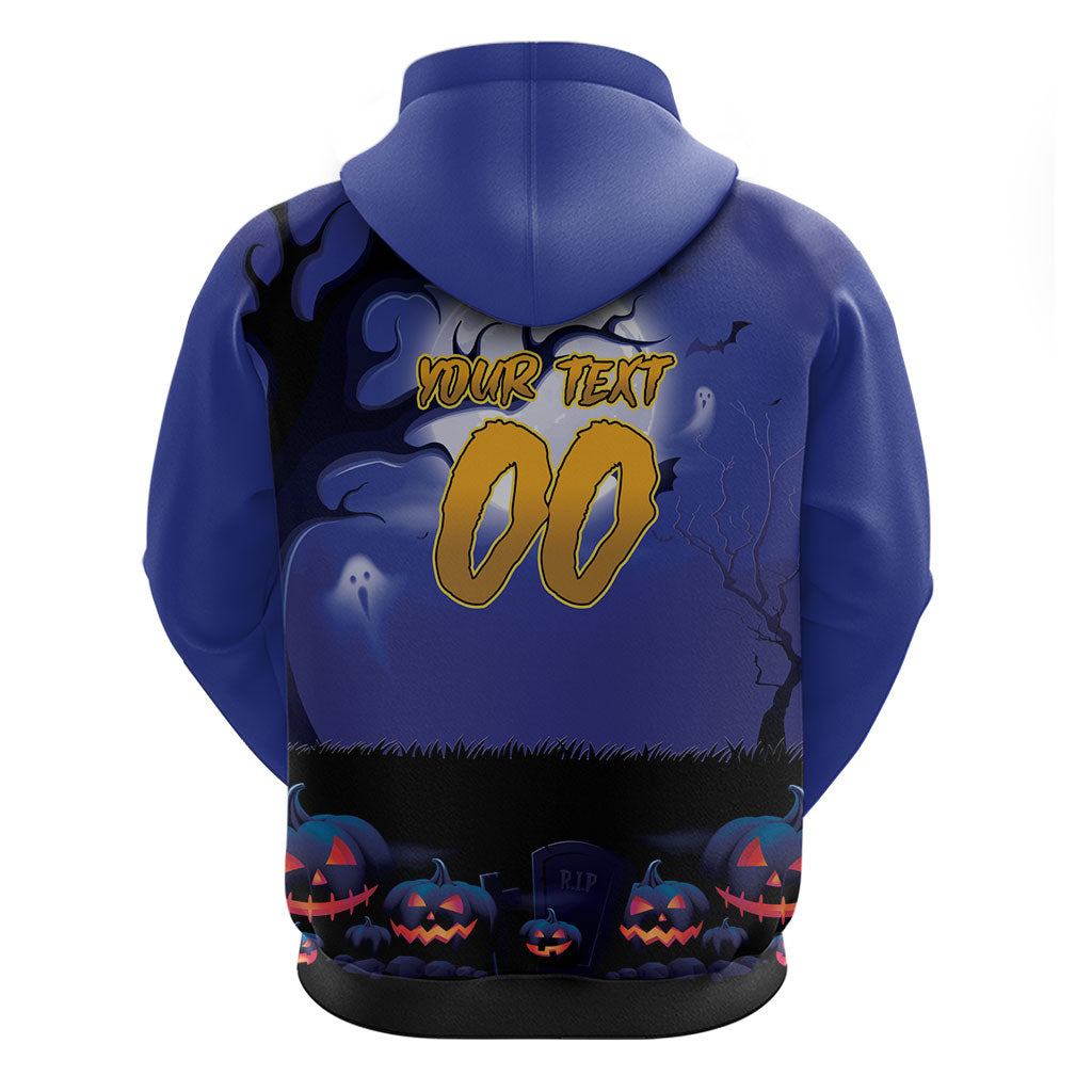 Custom Halloween New-Zealand Warriors Zip Hoodie Spooky Australia Mascot Rugby