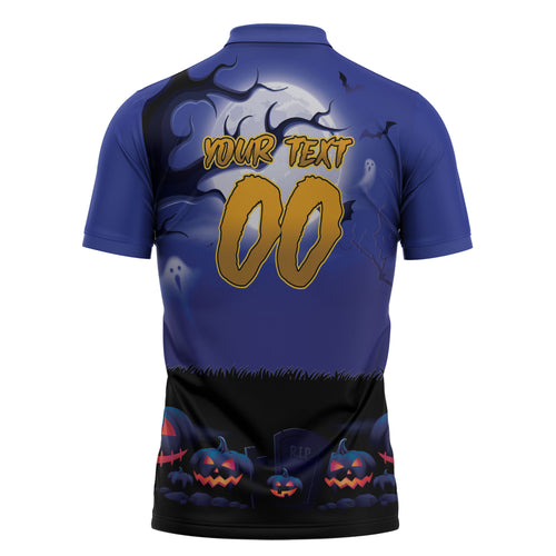 Custom Halloween New-Zealand Warriors Zipper Polo Shirt Spooky Australia Mascot Rugby