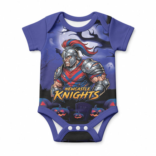 Custom Halloween Newcastle Knights Baby Onesie Spooky Australia Mascot Rugby