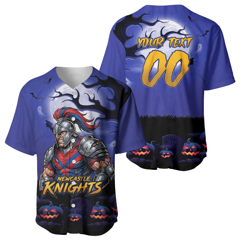 Custom Halloween Newcastle Knights Baseball Jersey Spooky Australia Mascot Rugby
