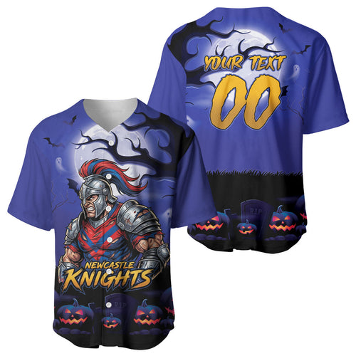 Custom Halloween Newcastle Knights Baseball Jersey Spooky Australia Mascot Rugby