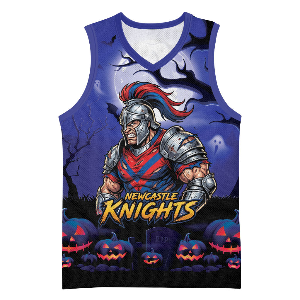 Custom Halloween Newcastle Knights Basketball Jersey Spooky Australia Mascot Rugby