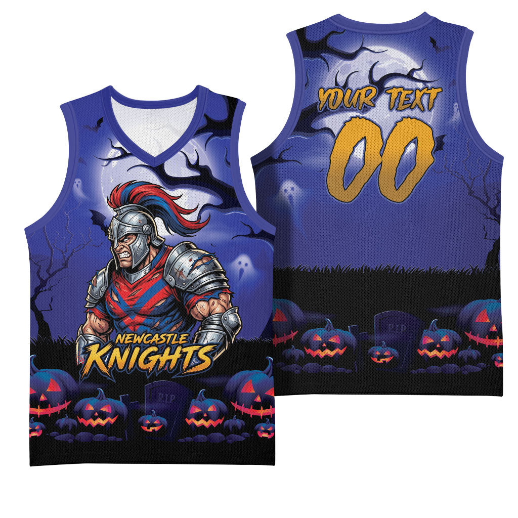 Custom Halloween Newcastle Knights Basketball Jersey Spooky Australia Mascot Rugby