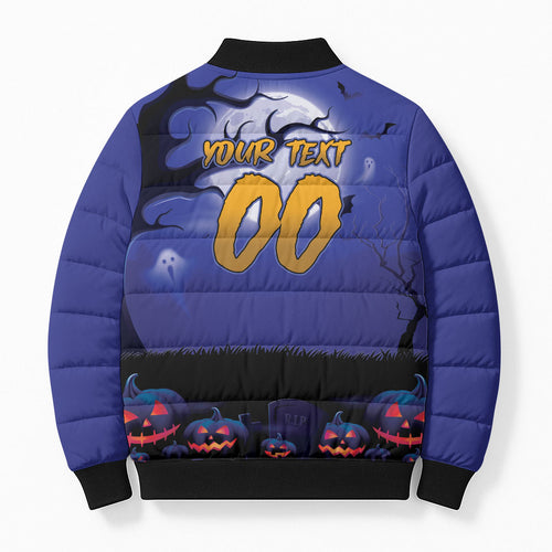 Custom Halloween Newcastle Knights Bomber Puffer Jacket Spooky Australia Mascot Rugby