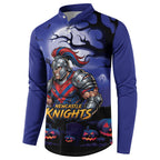 Custom Halloween Newcastle Knights Button Sweatshirt Spooky Australia Mascot Rugby