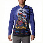 Custom Halloween Newcastle Knights Button Sweatshirt Spooky Australia Mascot Rugby