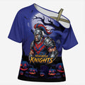 Custom Halloween Newcastle Knights Cross Shoulder Shirt Spooky Australia Mascot Rugby