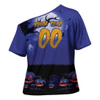 Custom Halloween Newcastle Knights Cross Shoulder Shirt Spooky Australia Mascot Rugby