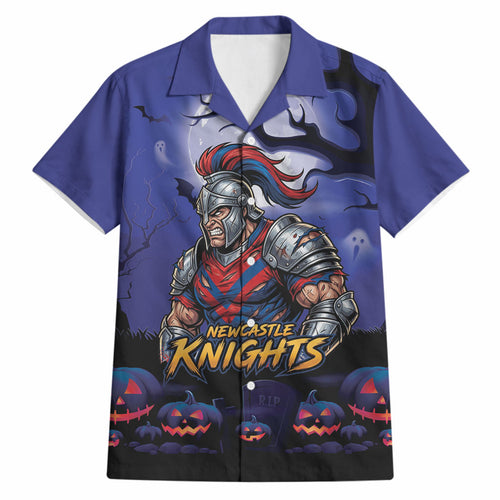 Custom Halloween Newcastle Knights Hawaiian Shirt Spooky Australia Mascot Rugby