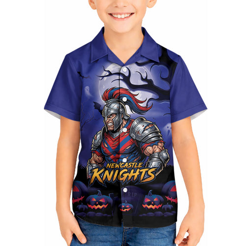 Custom Halloween Newcastle Knights Hawaiian Shirt Spooky Australia Mascot Rugby