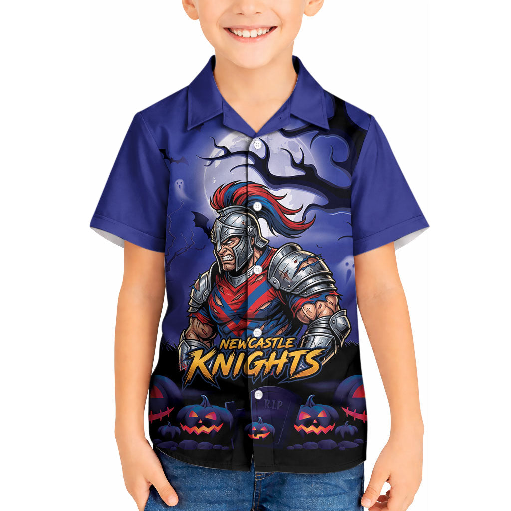 Custom Halloween Newcastle Knights Kid Hawaiian Shirt Spooky Australia Mascot Rugby