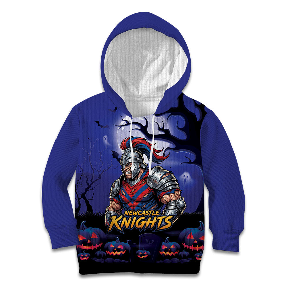 Custom Halloween Newcastle Knights Kid Hoodie Spooky Australia Mascot Rugby