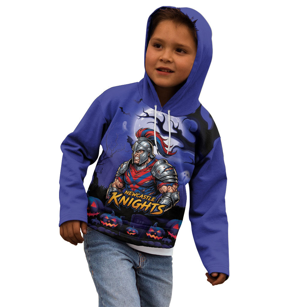 Custom Halloween Newcastle Knights Kid Hoodie Spooky Australia Mascot Rugby