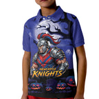 Custom Halloween Newcastle Knights Kid Polo Shirt Spooky Australia Mascot Rugby