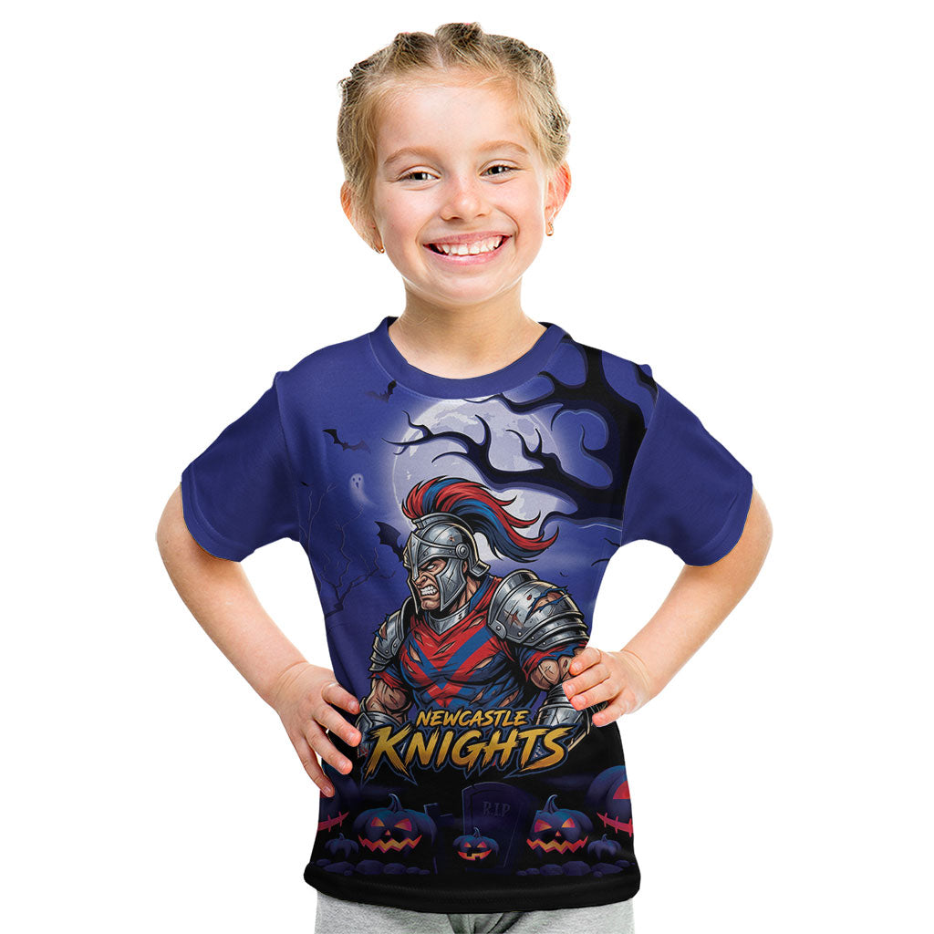 Custom Halloween Newcastle Knights Kid T Shirt Spooky Australia Mascot Rugby