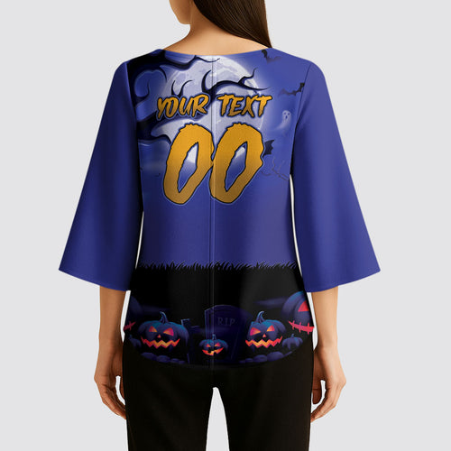 Custom Halloween Newcastle Knights Kimono Sleeve Blouse Spooky Australia Mascot Rugby