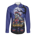 Custom Halloween Newcastle Knights Long Sleeve Button Shirt Spooky Australia Mascot Rugby