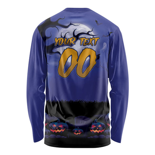 Custom Halloween Newcastle Knights Long Sleeve Shirt Spooky Australia Mascot Rugby