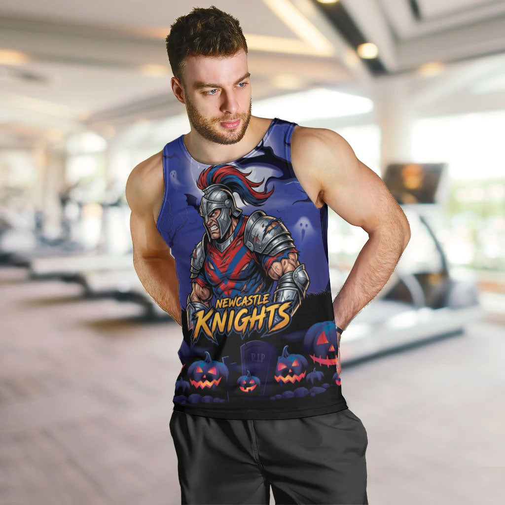 Custom Halloween Newcastle Knights Men Tank Top Spooky Australia Mascot Rugby
