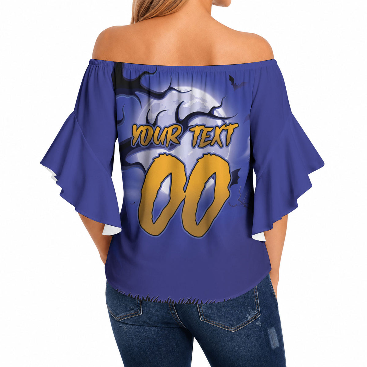 Custom Halloween Newcastle Knights Off Shoulder Wrap Waist Top Spooky Australia Mascot Rugby
