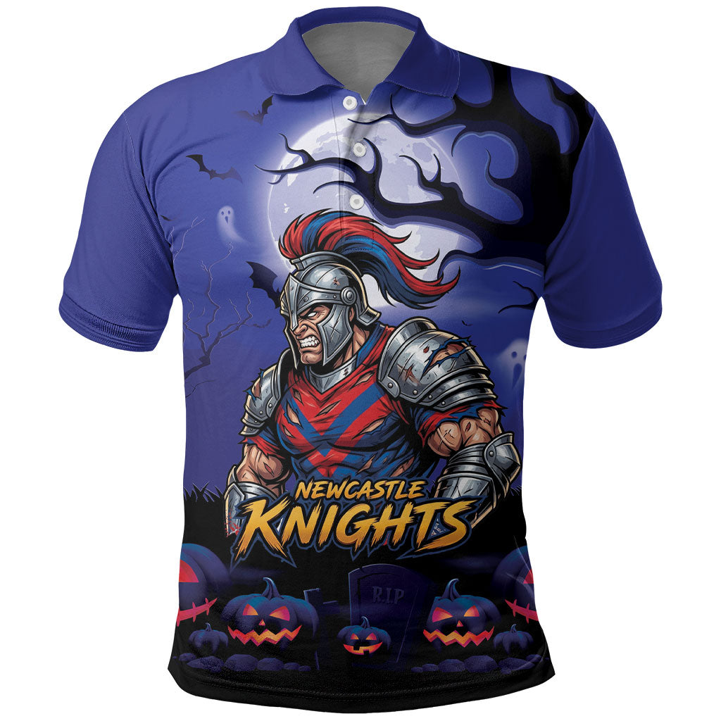 Custom Halloween Newcastle Knights Polo Shirt Spooky Australia Mascot Rugby