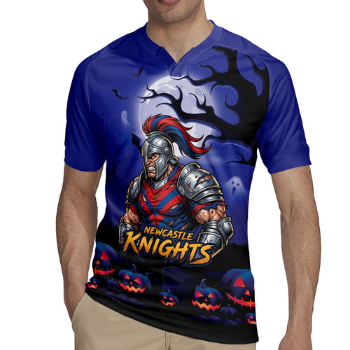 Custom Halloween Newcastle Knights Rugby Jersey Spooky Australia Mascot Rugby
