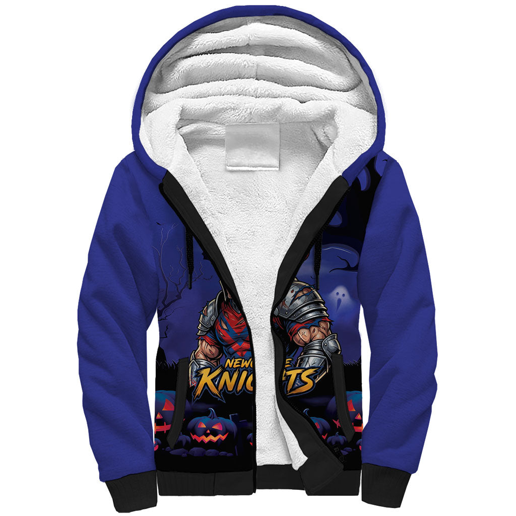 Custom Halloween Newcastle Knights Sherpa Hoodie Spooky Australia Mascot Rugby