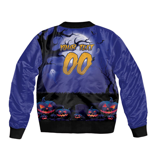Custom Halloween Newcastle Knights Sleeve Zip Bomber Jacket Spooky Australia Mascot Rugby