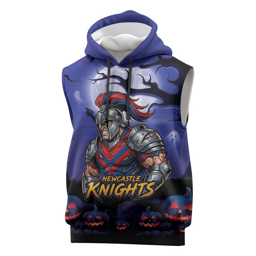 Custom Halloween Newcastle Knights Sleeveless Hoodie Spooky Australia Mascot Rugby