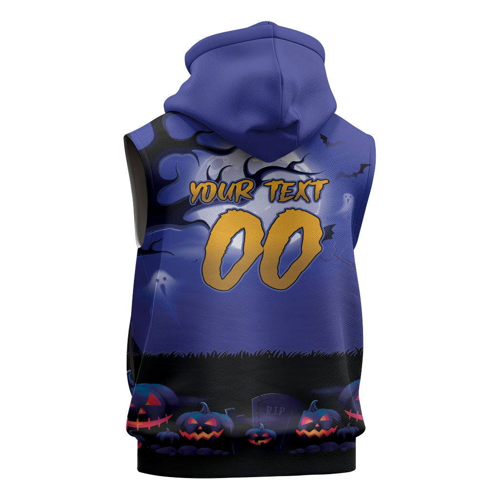 Custom Halloween Newcastle Knights Sleeveless Zip Hoodie Spooky Australia Mascot Rugby