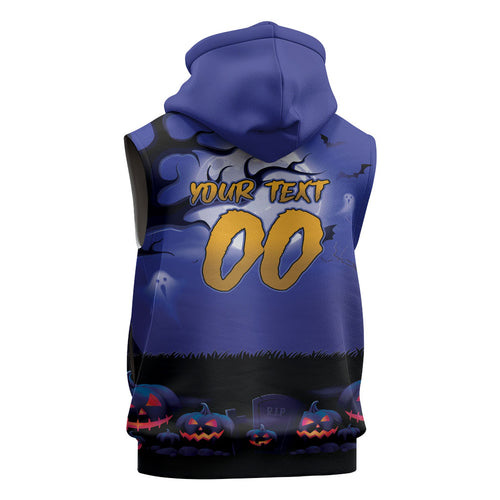 Custom Halloween Newcastle Knights Sleeveless Zip Hoodie Spooky Australia Mascot Rugby
