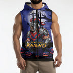 Custom Halloween Newcastle Knights Sleeveless Zip Hoodie Spooky Australia Mascot Rugby