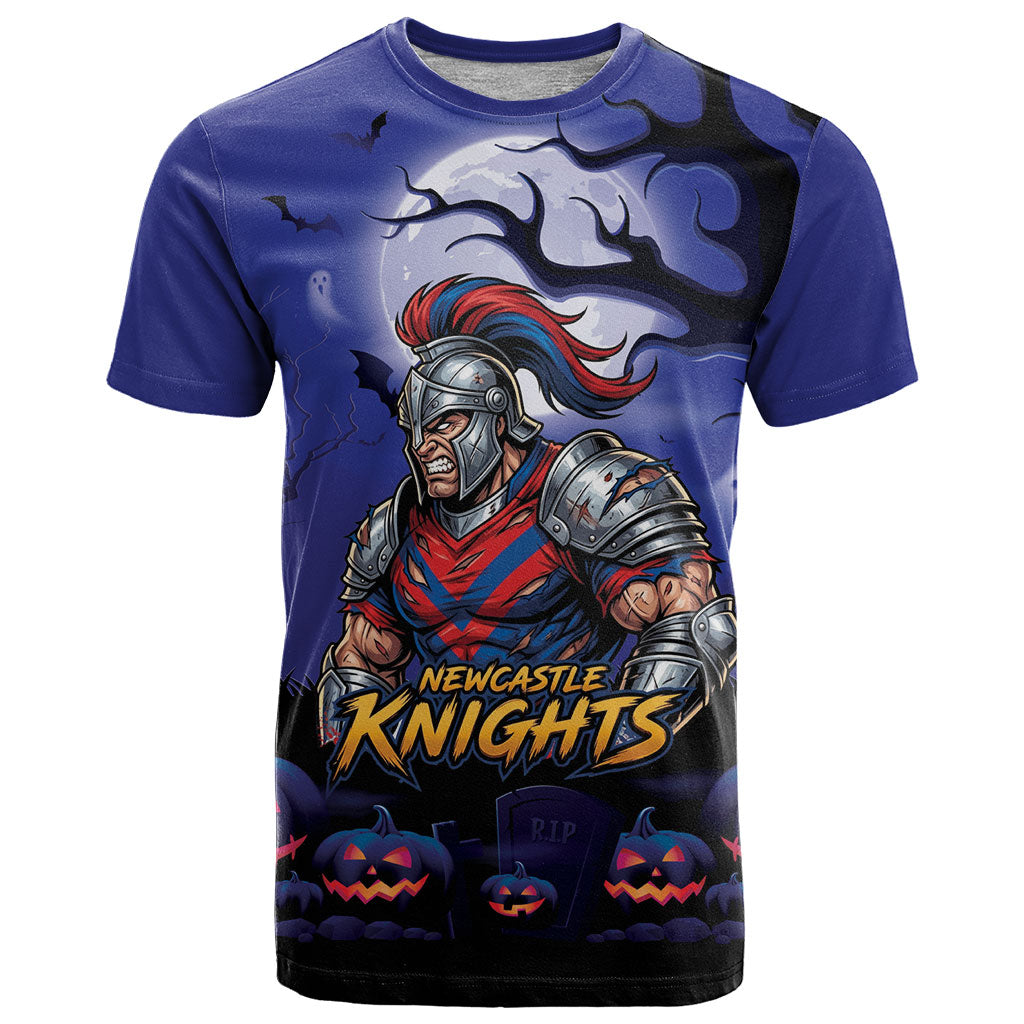 Custom Halloween Newcastle Knights T Shirt Spooky Australia Mascot Rugby