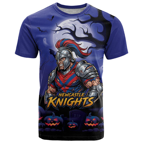 Custom Halloween Newcastle Knights T Shirt Spooky Australia Mascot Rugby