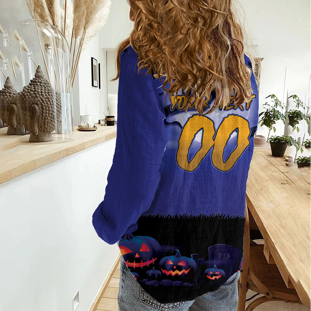 Custom Halloween Newcastle Knights Women Casual Shirt Spooky Australia Mascot Rugby
