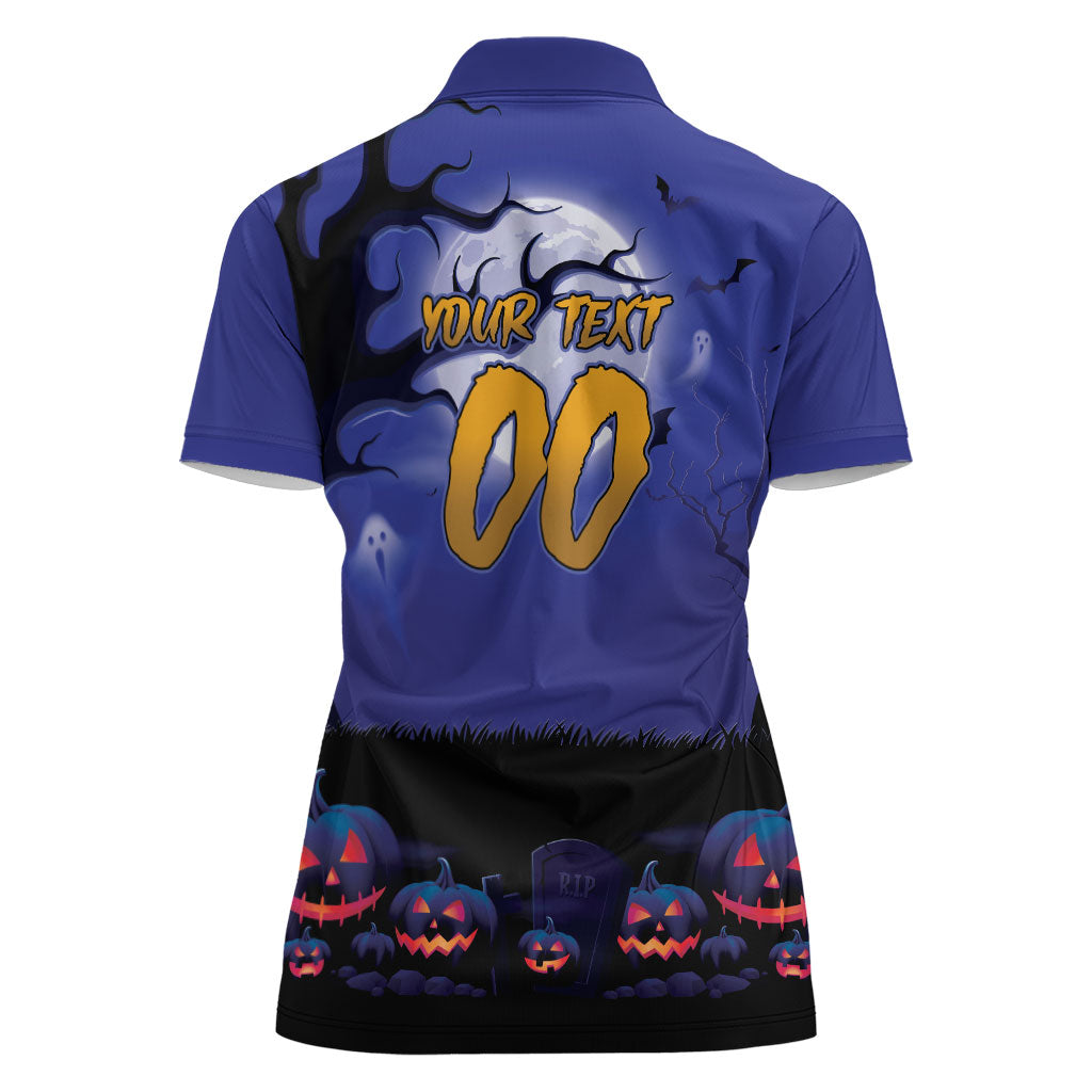 Custom Halloween Newcastle Knights Women Polo Shirt Spooky Australia Mascot Rugby