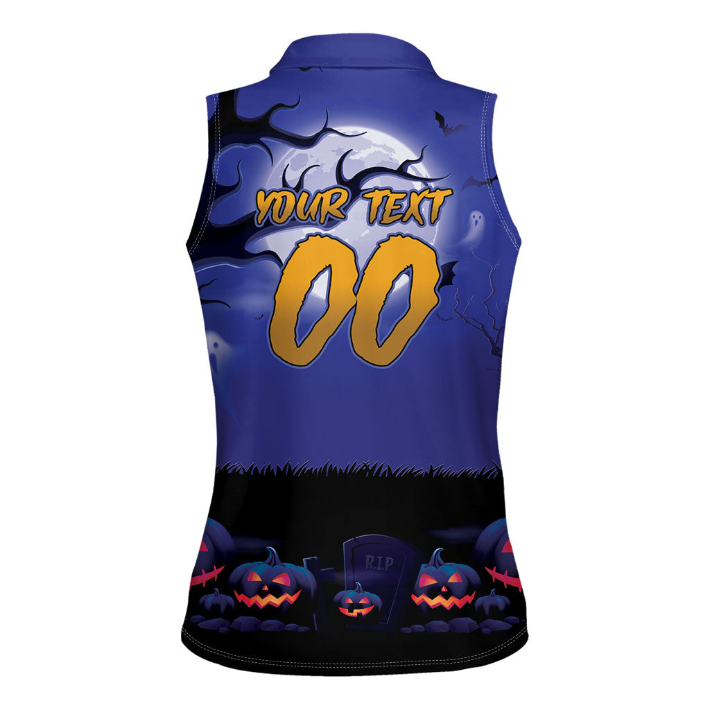 Custom Halloween Newcastle Knights Women Sleeveless Polo Shirt Spooky Australia Mascot Rugby