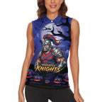 Custom Halloween Newcastle Knights Women Sleeveless Polo Shirt Spooky Australia Mascot Rugby