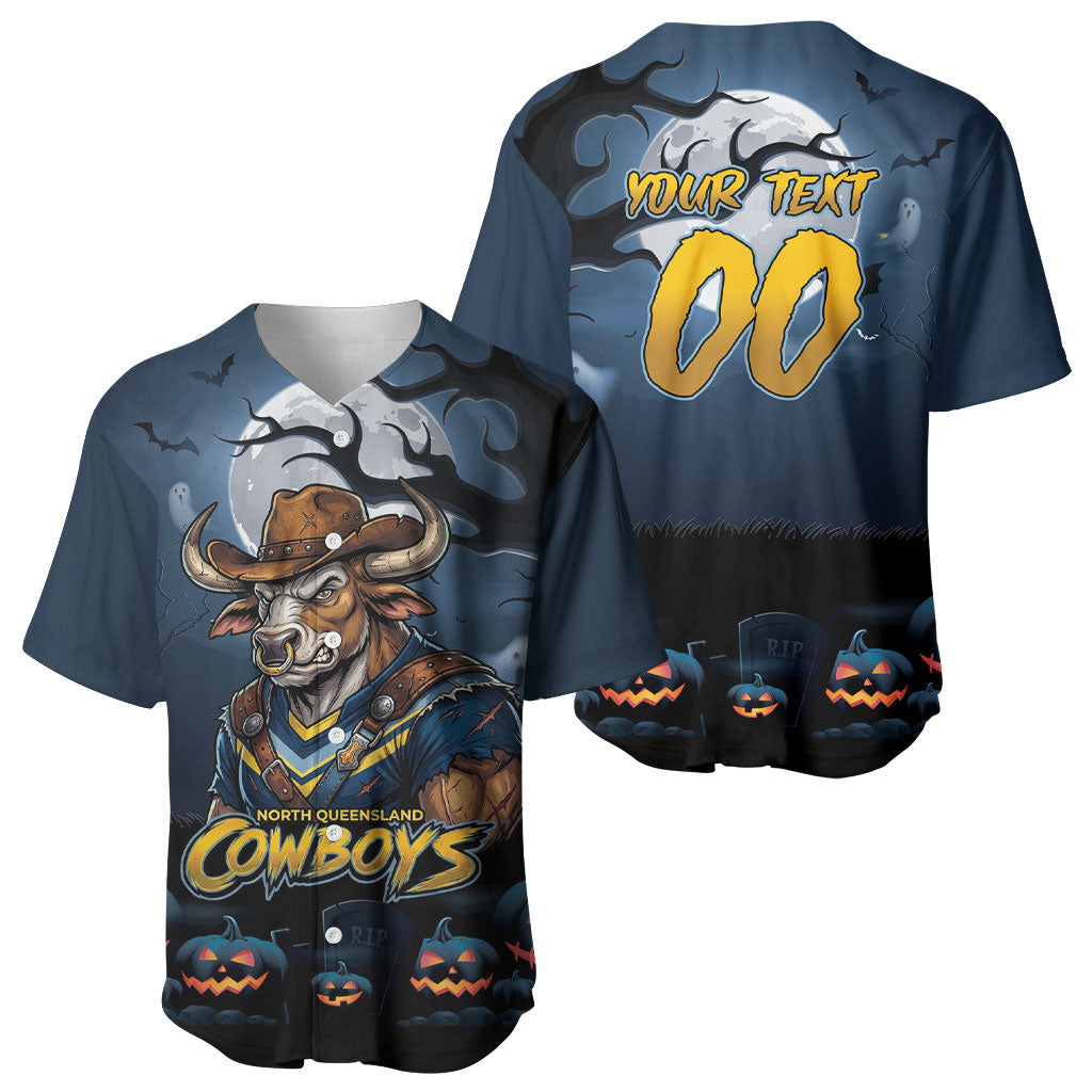 Custom Halloween North Queensland Cowboys Baseball Jersey Spooky Australia Mascot Rugby