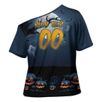 Custom Halloween North Queensland Cowboys Cross Shoulder Shirt Spooky Australia Mascot Rugby
