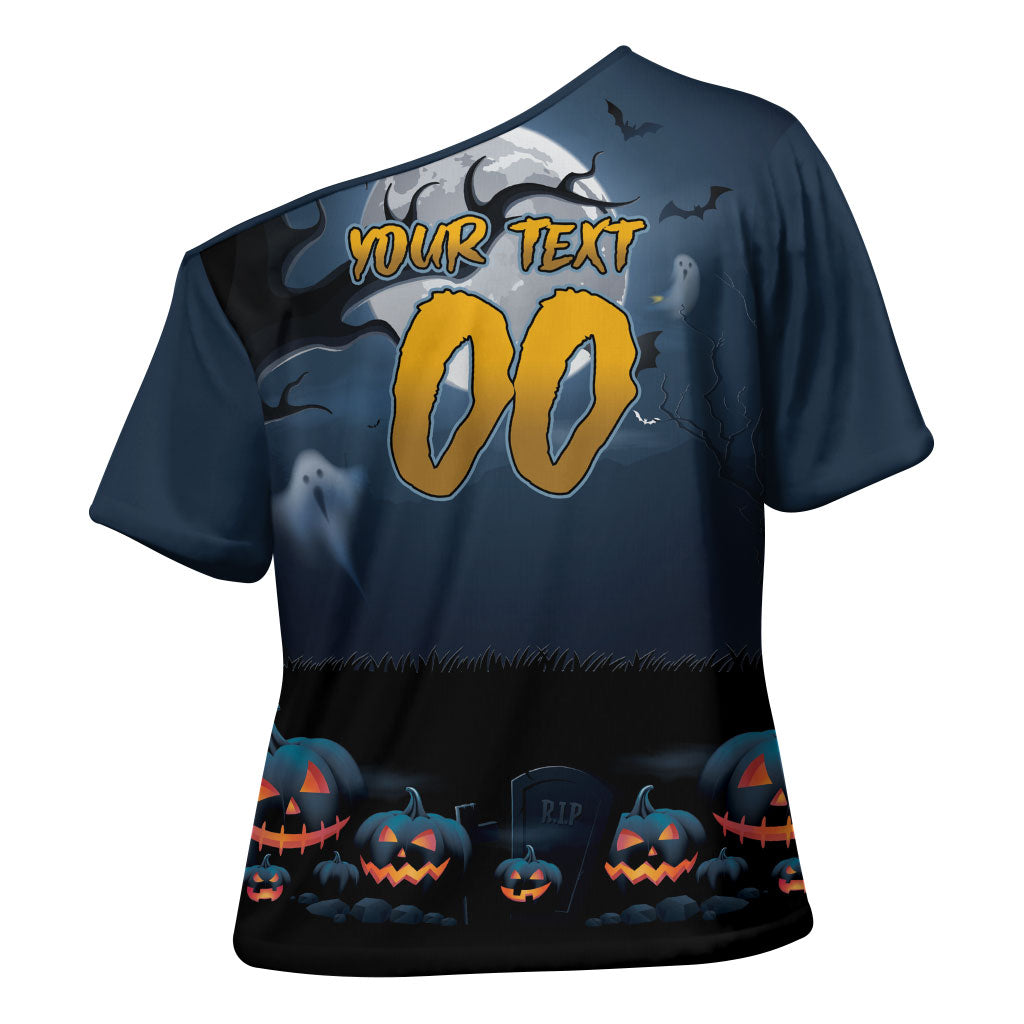 Custom Halloween North Queensland Cowboys Cross Shoulder Shirt Spooky Australia Mascot Rugby