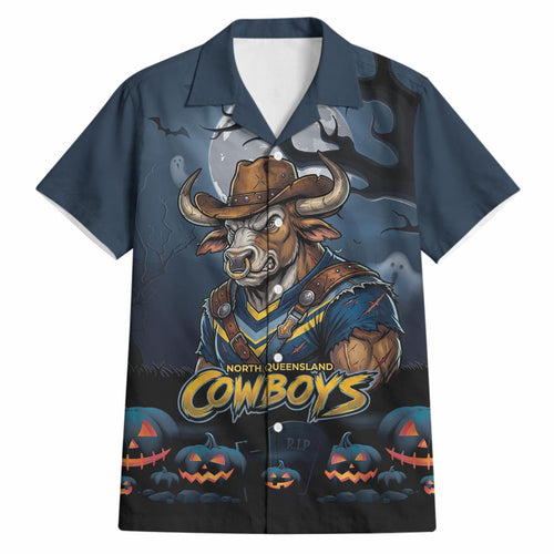 Custom Halloween North Queensland Cowboys Hawaiian Shirt Spooky Australia Mascot Rugby