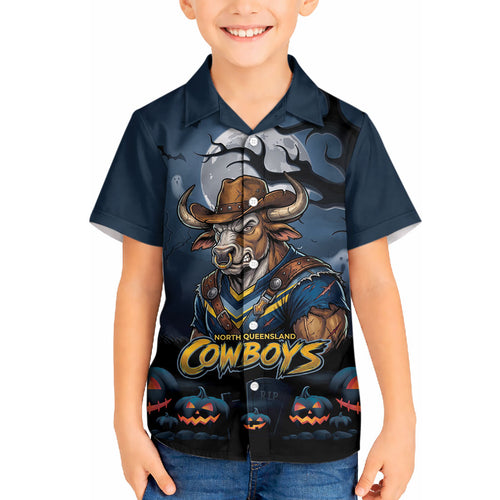 Custom Halloween North Queensland Cowboys Hawaiian Shirt Spooky Australia Mascot Rugby