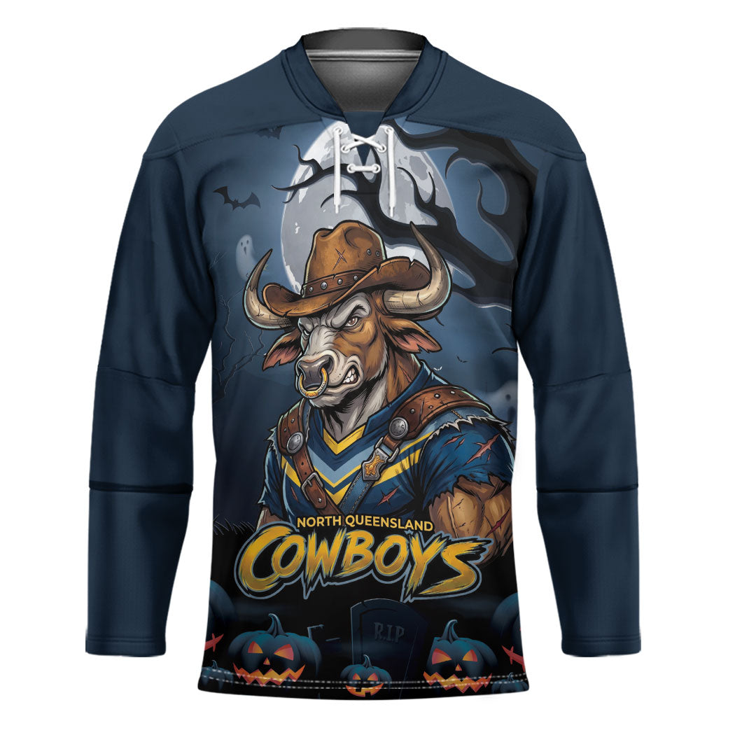 Custom Halloween North Queensland Cowboys Hockey Jersey Spooky Australia Mascot Rugby